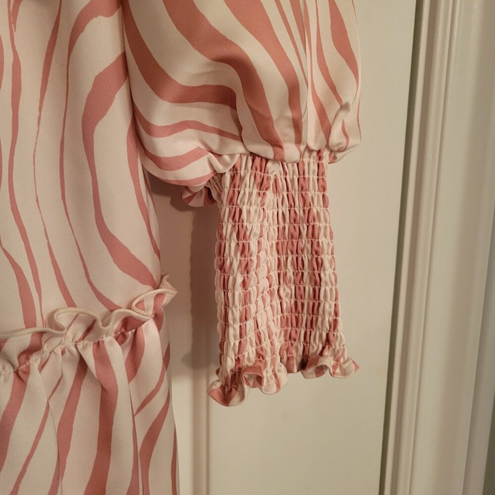 Eloquii Pink & white Satin Dress with Ruffle Size 14/16 - Picture 6 of 11